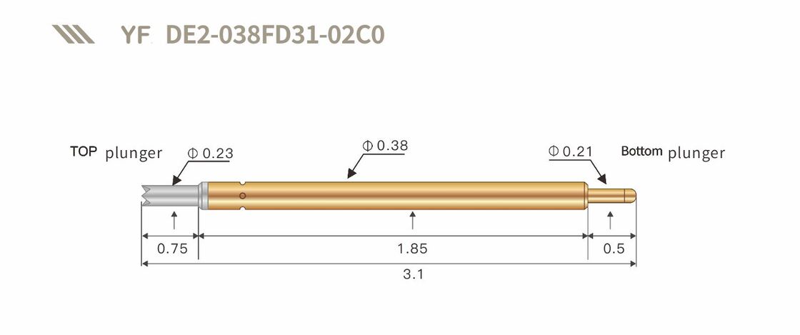 স্বর্ণের ধাতুপট্টাবৃত উচ্চ স্থায়িত্ব স্প্রিং টেস্ট প্রোব∙ ইলেকট্রনিক পরীক্ষার জন্য কাস্টম আকারের পোগো পিন