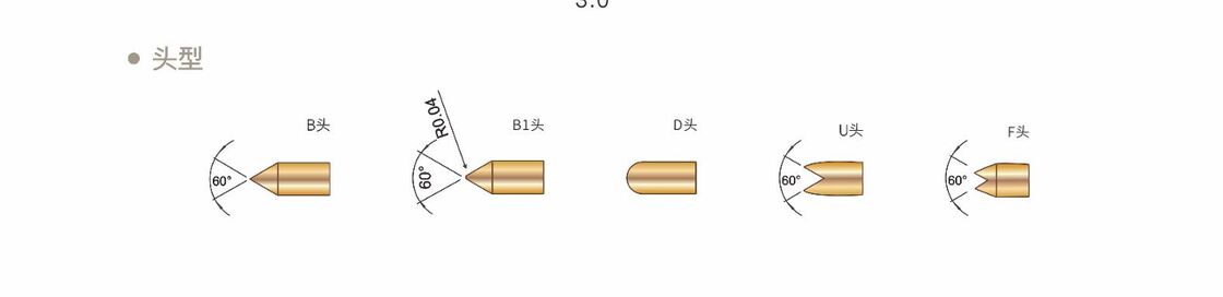 সুবর্ণ ধাতুপট্টাবৃত স্প্রিং টেস্ট প্রোব 2A বর্তমান রেটিং এবং যথার্থতা পরীক্ষার জন্য কাস্টম মাপ সঙ্গে